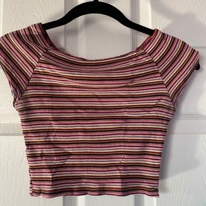 brandy striped pink crop top